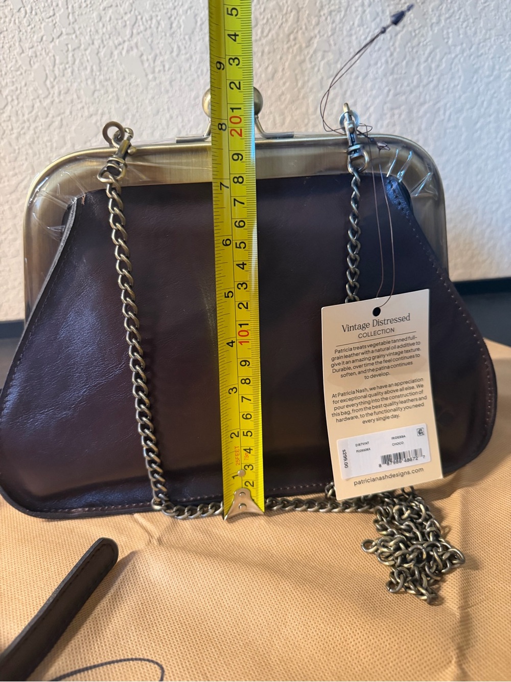 Patricia Nash Iridessa Choco Brn Leather Frame Crossbody Antique Gold Hardware - Picture 11 of 16